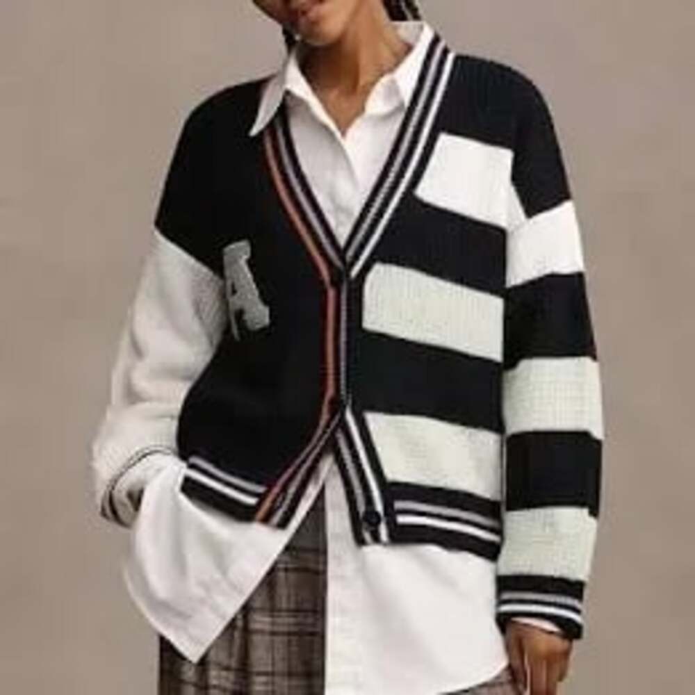 Daily Practice by Anthropologie Letter Varsity Cardigan Sweater